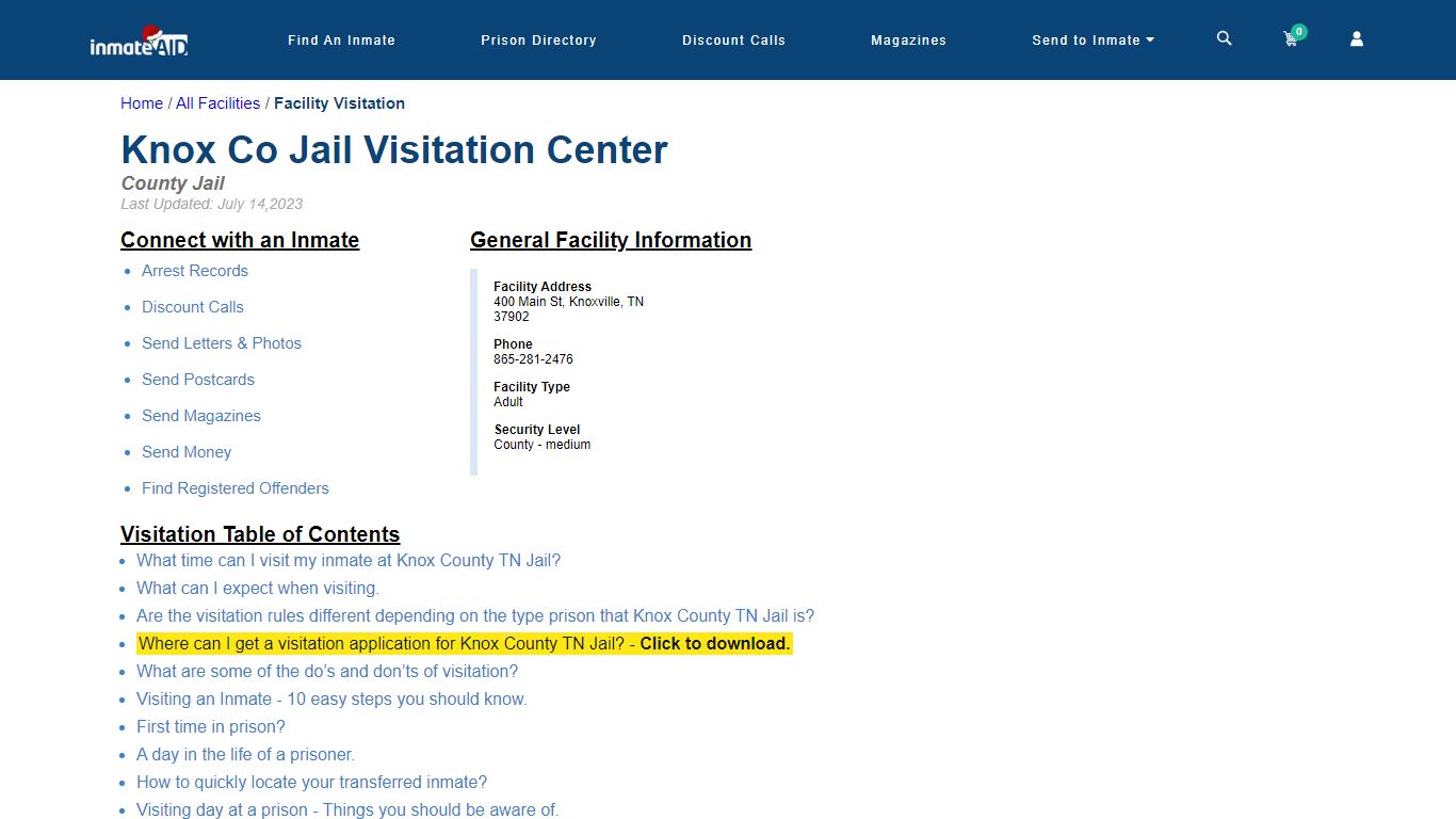 Knox County TN Jail | Visitation, dress code & visiting hours - InmateAid