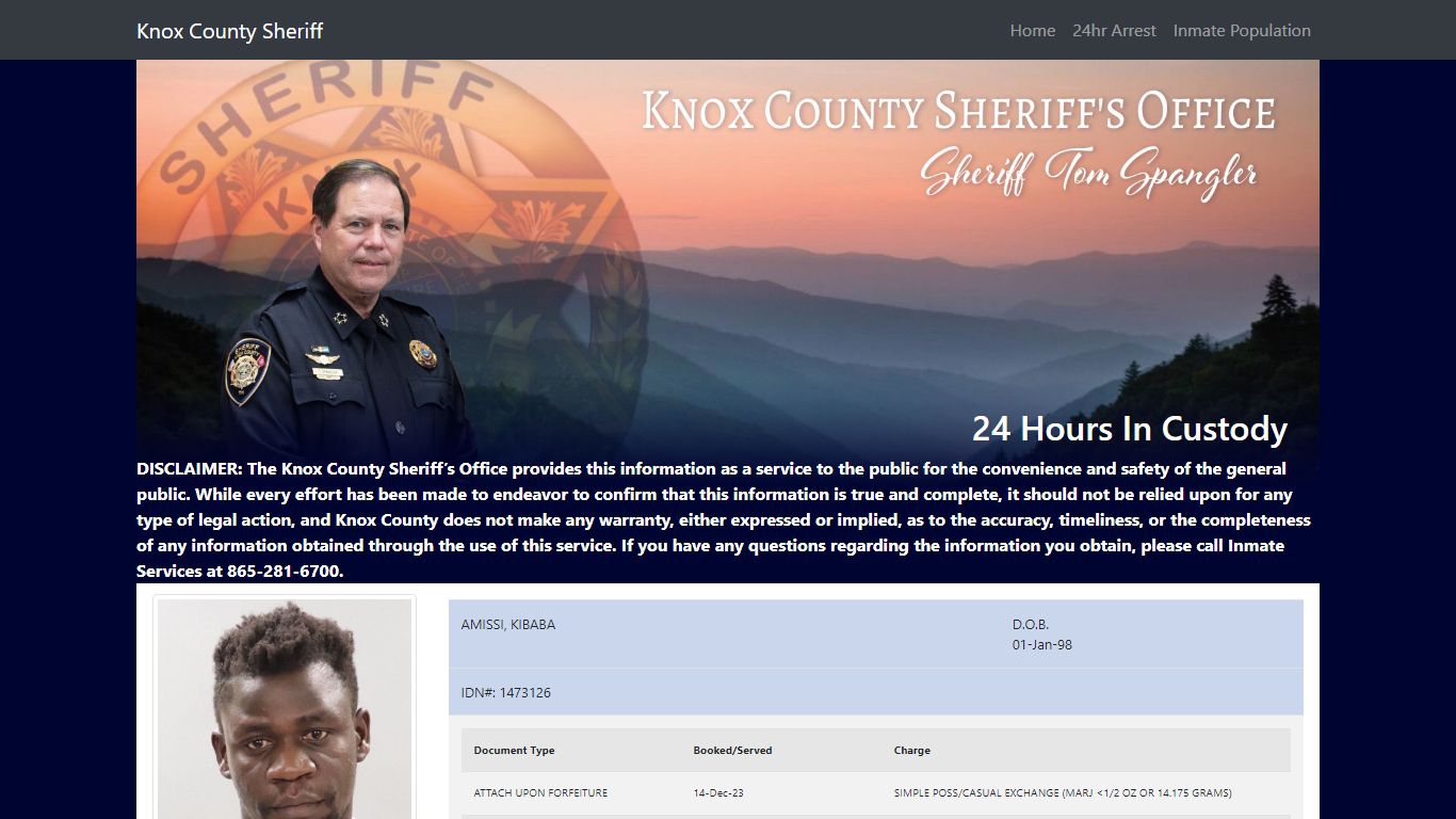Knox County Tennessee - Sheriff - 24 Hour Arrests